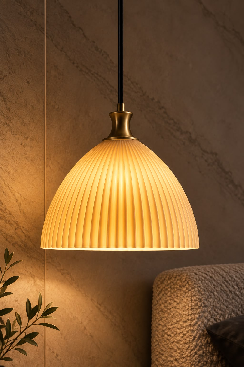 AMBER PLEAT DOME PENDANT LIGHT - Image 3