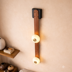 DUAL GLOBE TRAVERTINE STONE WALL LIGHT