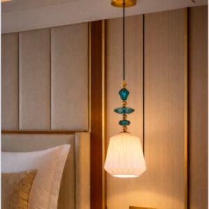 MODERN CRYSTAL ACCENT PLEATED PENDANT LIGHT