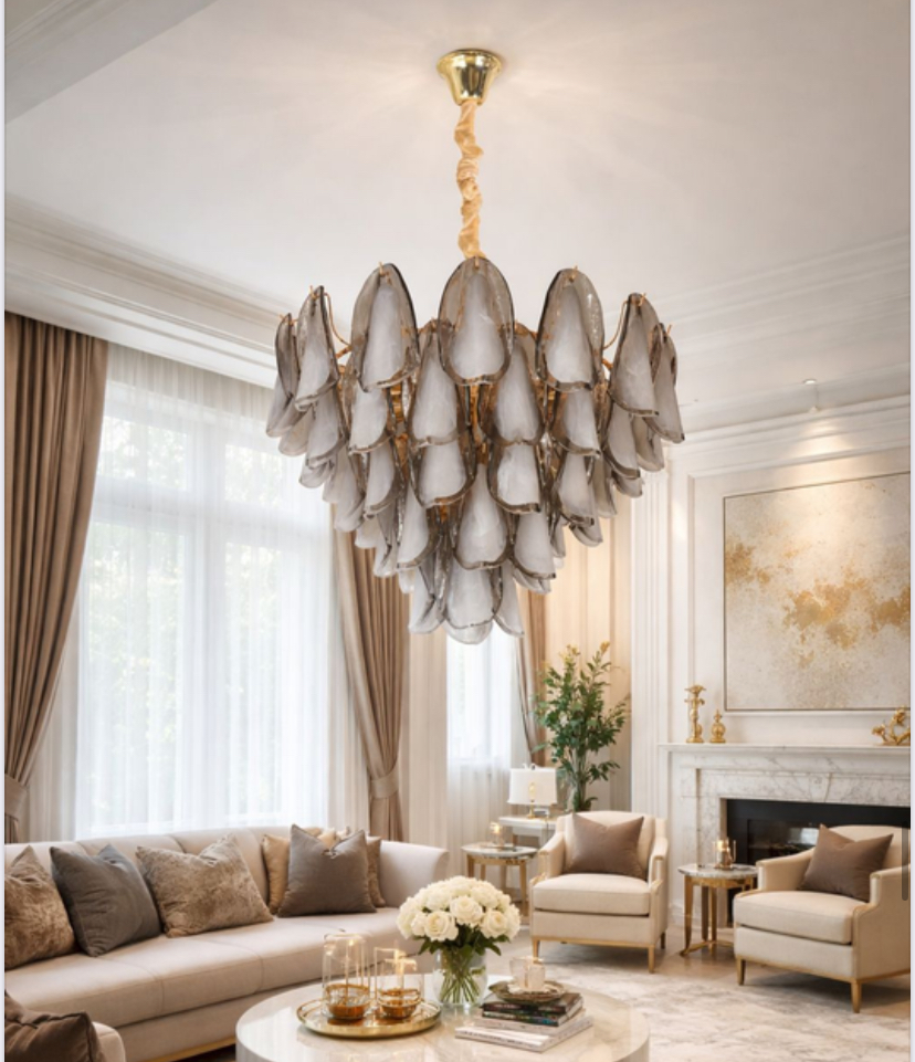 SMOKED PETAL GLASS CHANDELIER - Image 2