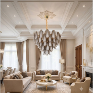 SMOKED PETAL GLASS CHANDELIER