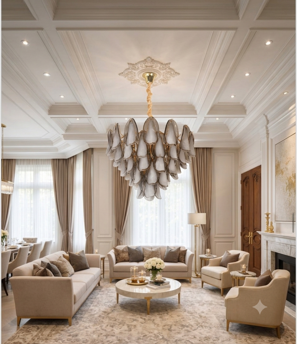 SMOKED PETAL GLASS CHANDELIER