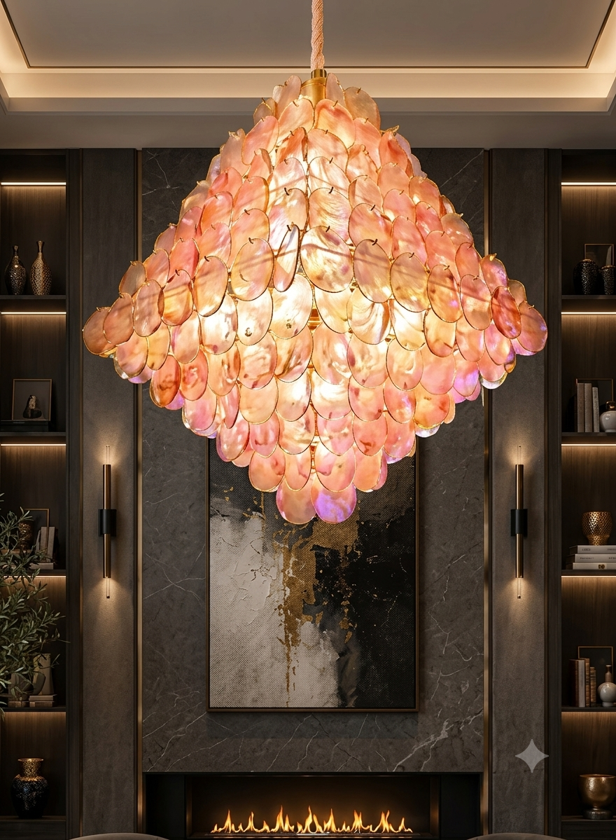 ROSE PETAL CAPIZ CHANDELIER