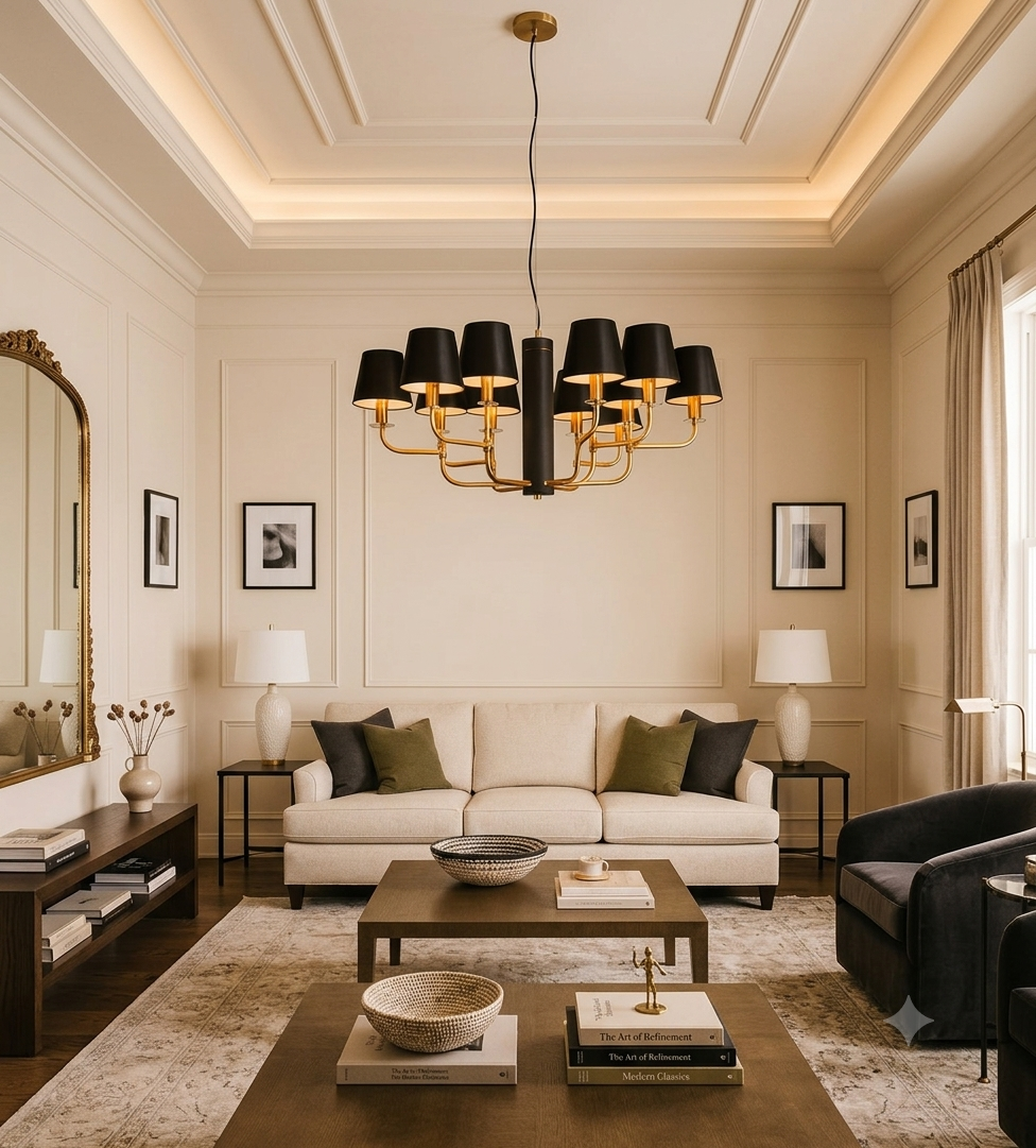 NOIR BRASS SHADE CHANDELIER - Image 2