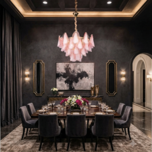 SMOKED PETAL GLASS CHANDELIER