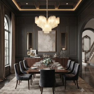 SCALLOPED METAL CHANDELIER