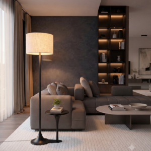 MODERN FABRIC SHADE FLOOR LAMP