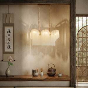 SCALLOPED GLASS DINING CHANDELIER