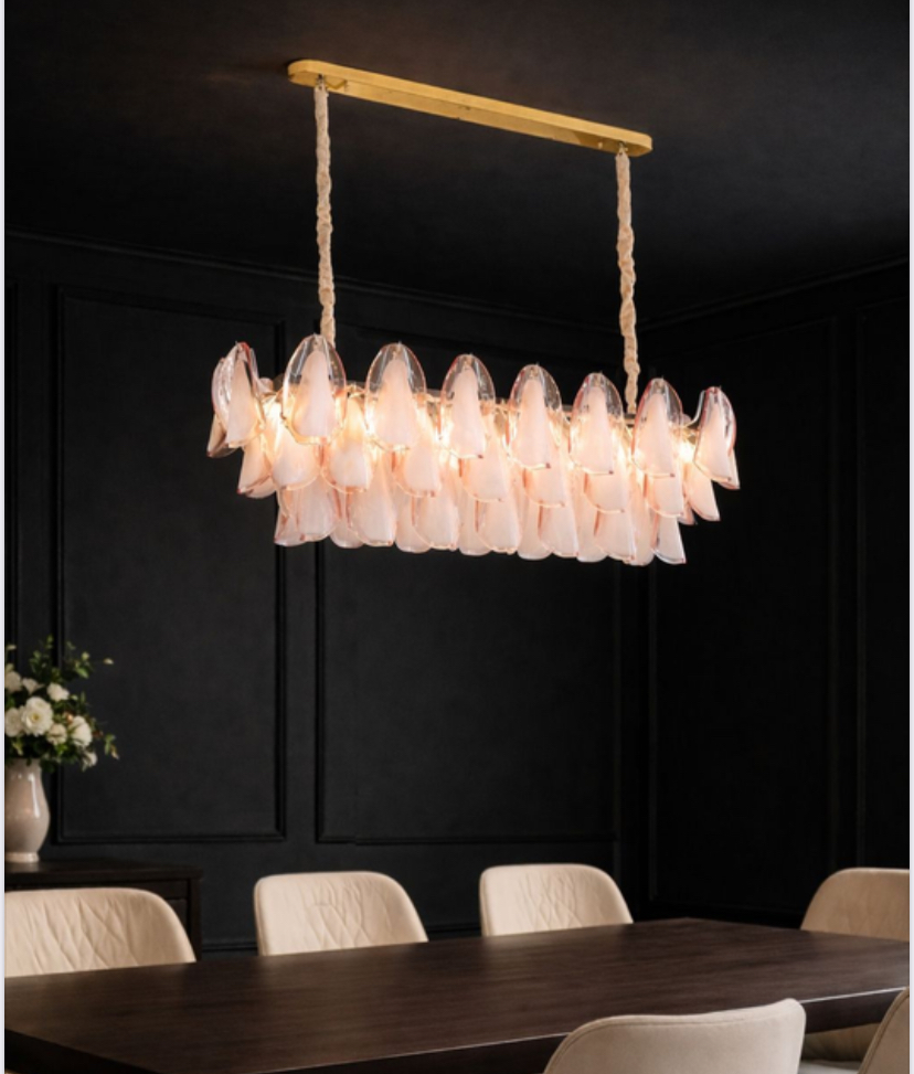 ELEGANT GLASS PETAL DINING CHANDELIER - Image 2