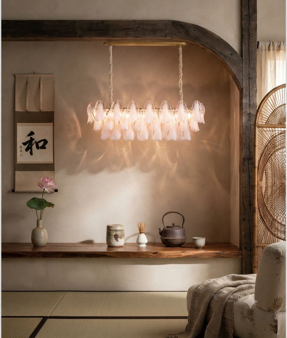 ELEGANT GLASS PETAL DINING CHANDELIER