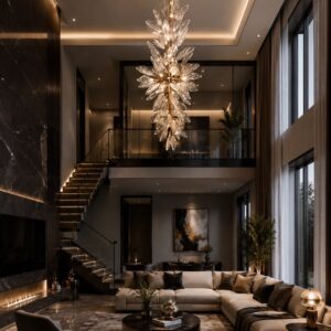 CRYSTAL LEAF CASCADE CHANDELIER
