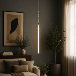 Nordic Beaded Slim Linear  Pendant Light