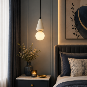 RIBBED CERAMIC GLOBE PENDANT LIGHT