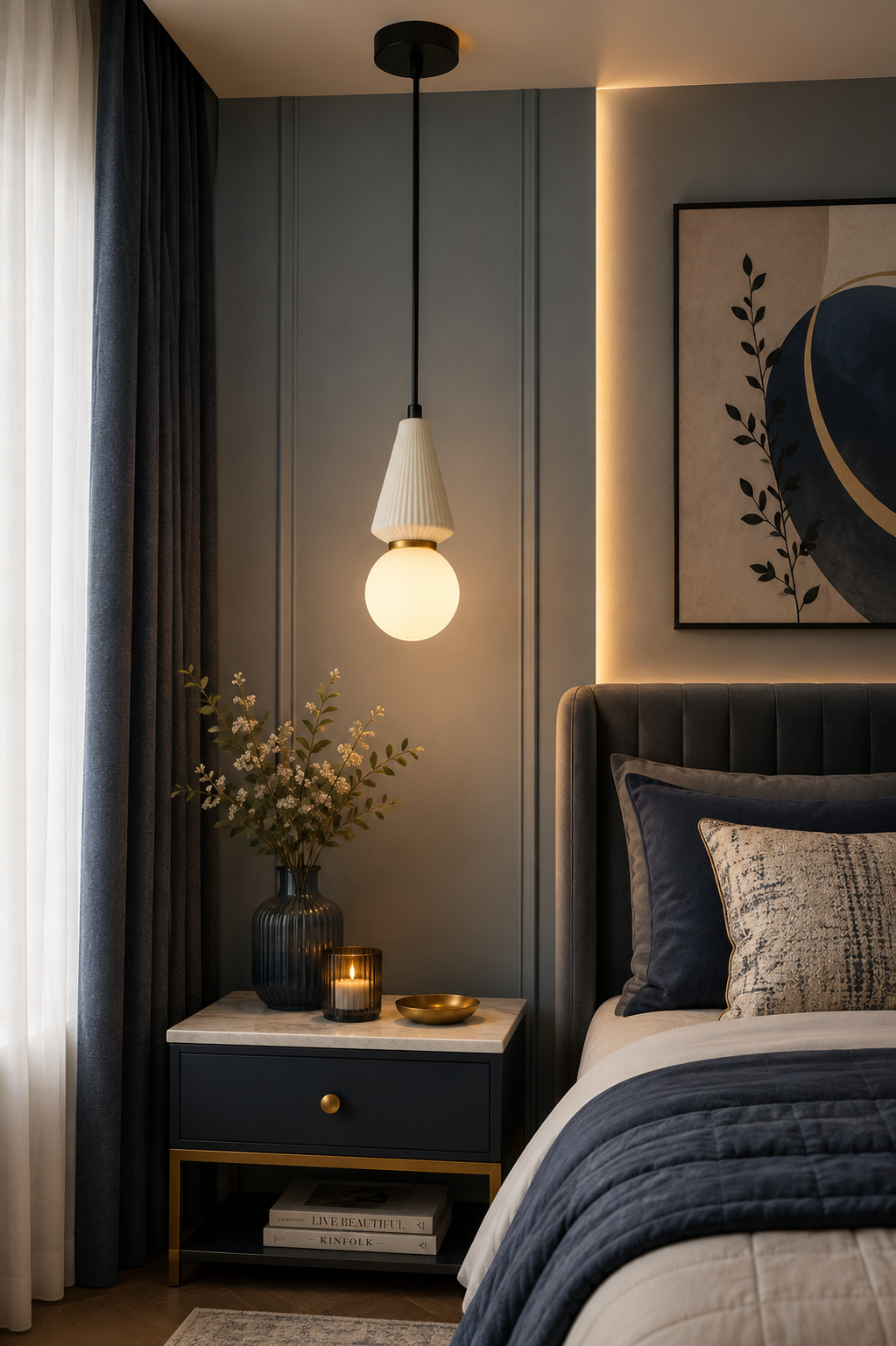 RIBBED CERAMIC GLOBE PENDANT LIGHT