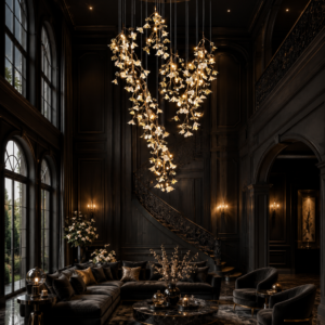 ENCHANTED LVY CASCADE DOUBLE HEIGHT CHANDELIER