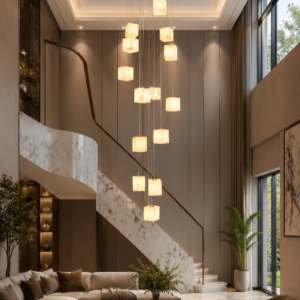   IVORA CASCADE DOUBLE HEIGHT CHANDELIER