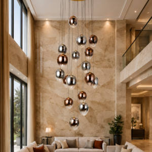 Modern Metallic Glass Cluster Chandelier