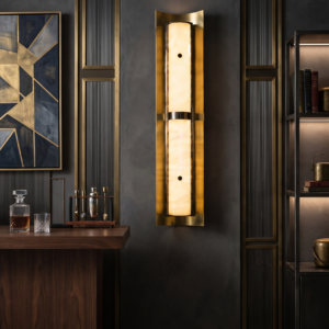 LINEAR ALABASTER SHIELD SCONCE
