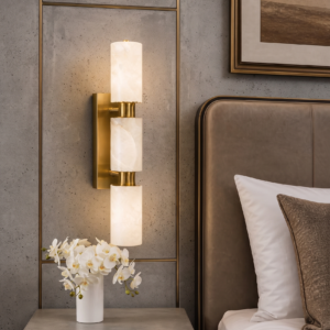 TRI-TIER ALABASTER COLUMN SCONCE