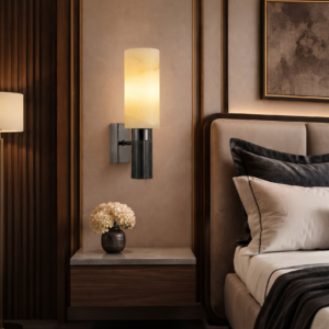 FLUTED COLUMN ALABASTER SCONCE