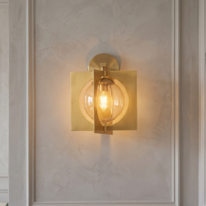 AURA QUADRA GLOBE BRASS SCONCE