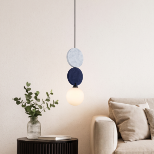 LUNA STACKED FELT & GLASS GLOBE PENDANT.