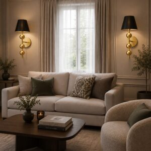 AURA ORB & TAPER BRASS SCONCE