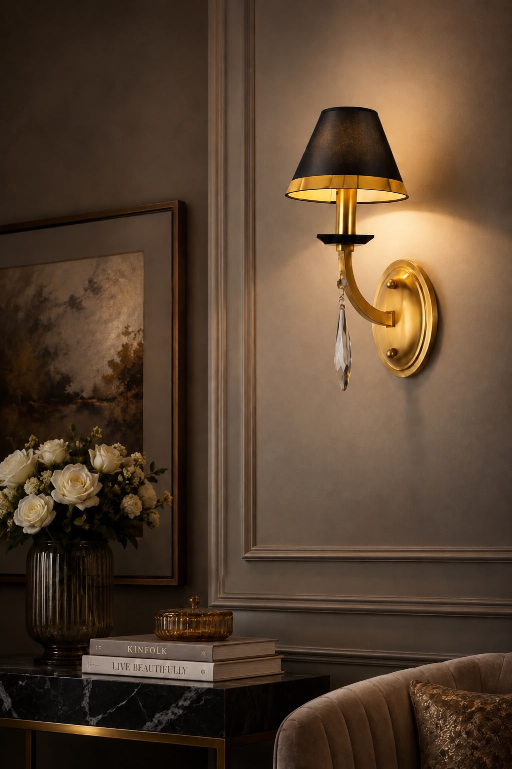 ASTRAEA SINGLE SHADE BRASS SCONCE - Image 3