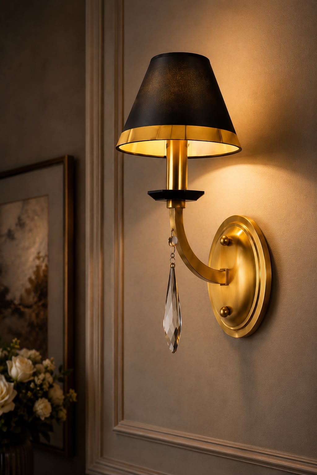 ASTRAEA SINGLE SHADE BRASS SCONCE