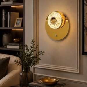 AURA MIRRORED GOLD CRYSTAL SCONCE