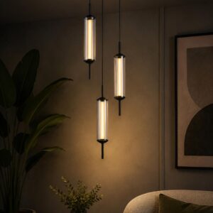 SOLENNE TRIO AMBER GLASS PENDANT LIGHT