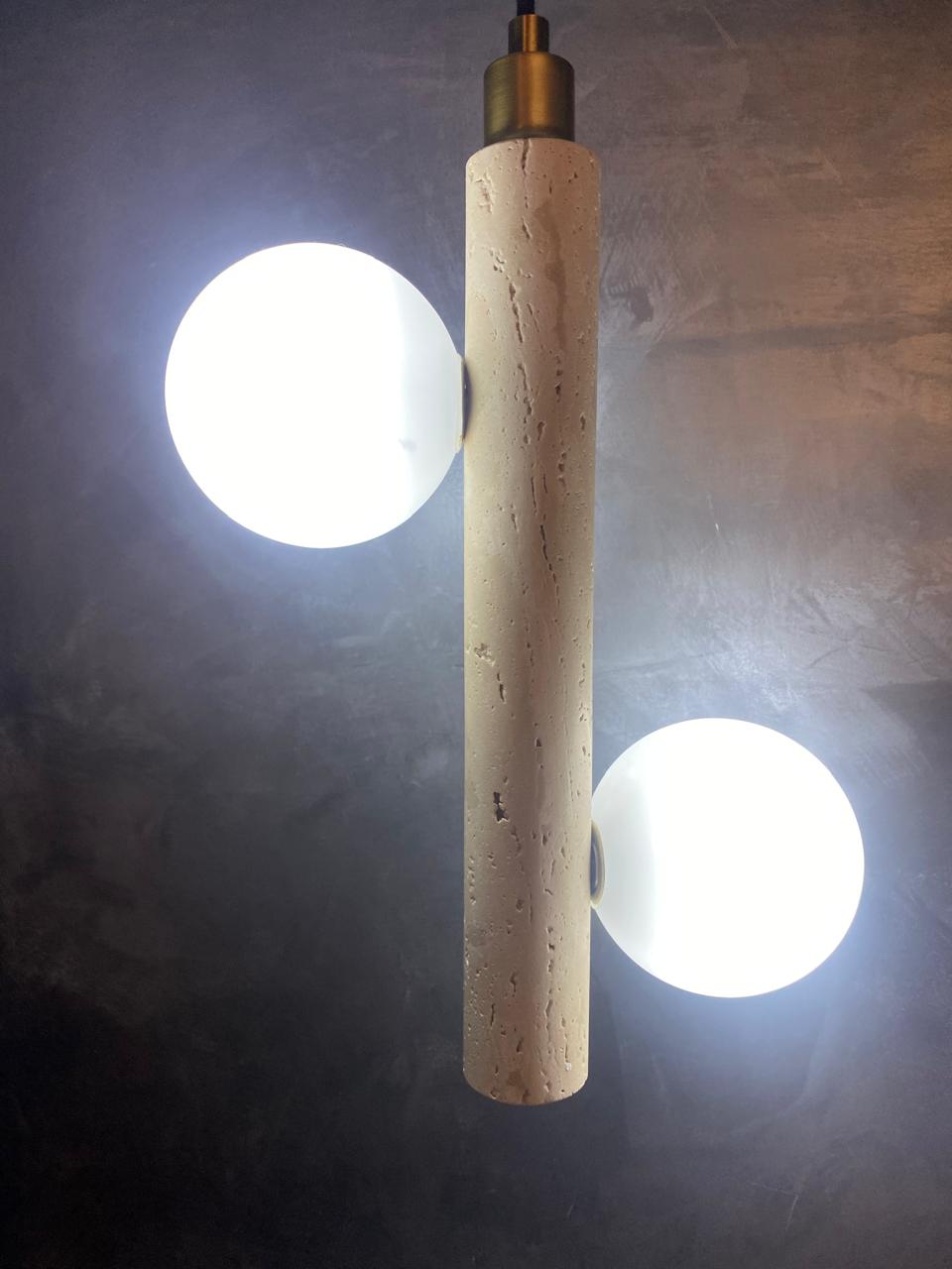 TERRA ORB TRAVERTINE DOUBLE GLOBLE PENDANT LIGHT - Image 5