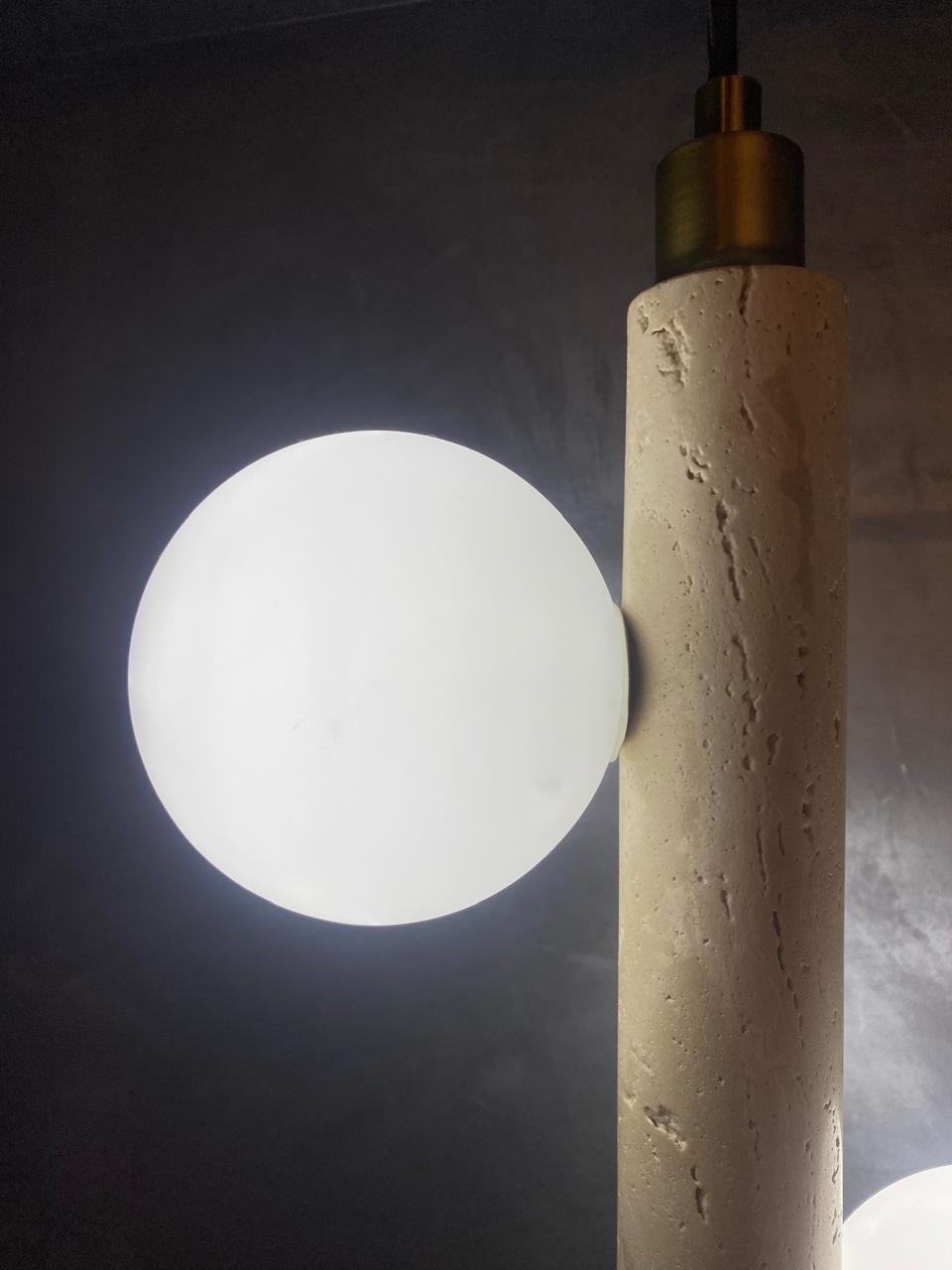 TERRA ORB TRAVERTINE DOUBLE GLOBLE PENDANT LIGHT - Image 4