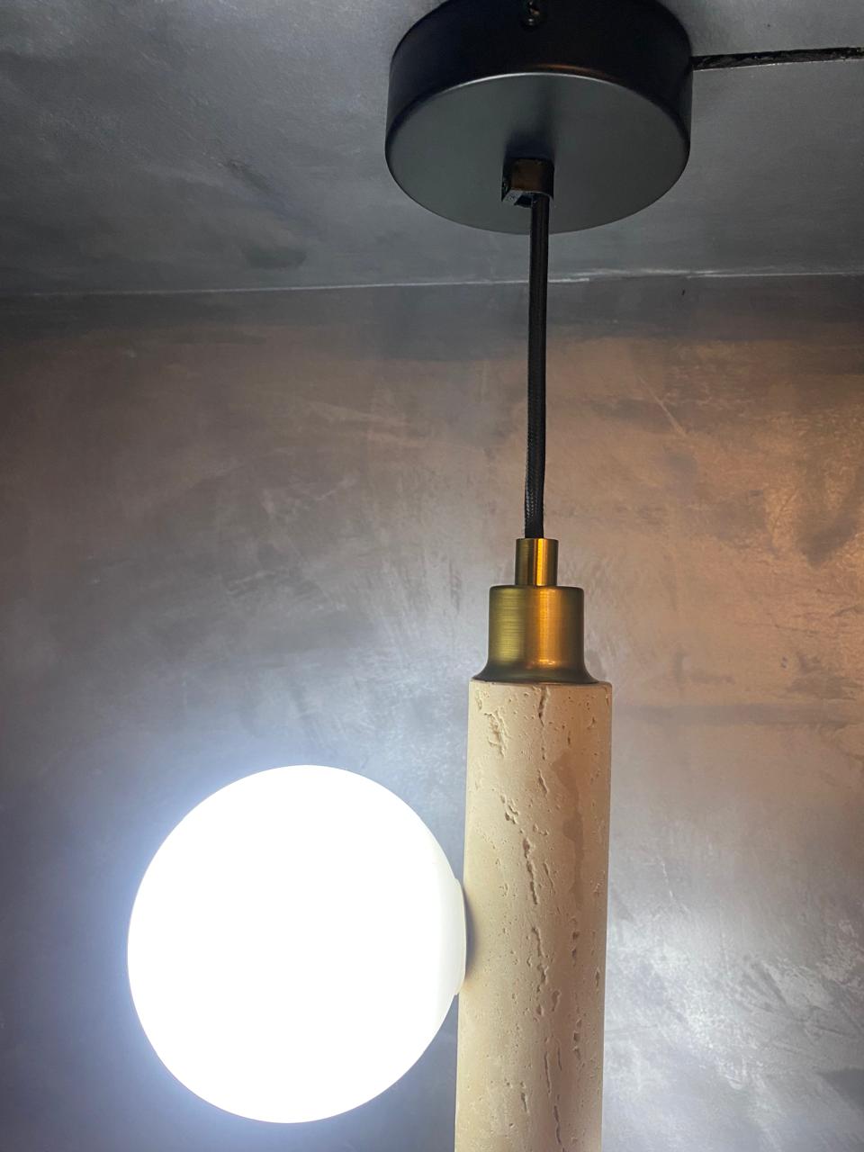 TERRA ORB TRAVERTINE DOUBLE GLOBLE PENDANT LIGHT - Image 2