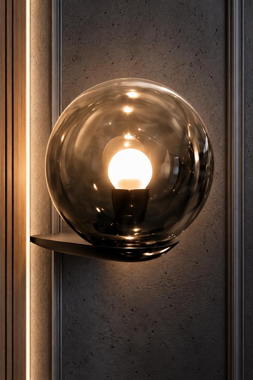 OBSIDIAN SPHERE MINIMALIST SCONCE